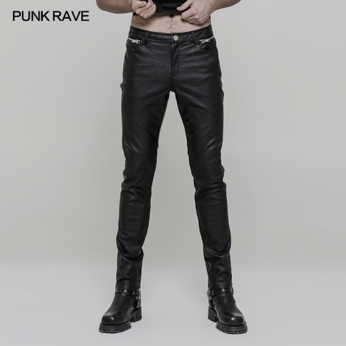 PUNK RAVE punk men slim leather trousers OK-321