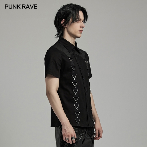 Punk Rave WY-1612XDM Minimalist design rivets and triangular buckles PUNK Triangle Buckle Shirt