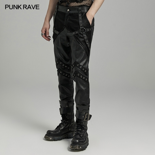 Punk Rave WK-633XCM Cross Loops With Iron Rings Add Highlights Creative Structural Lines Punk Handsome Pants