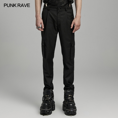 Punk Rave WK-635XCM Practical And Cool Fitted Silhouette Minimalist Cargo Darkness Punk Trousers