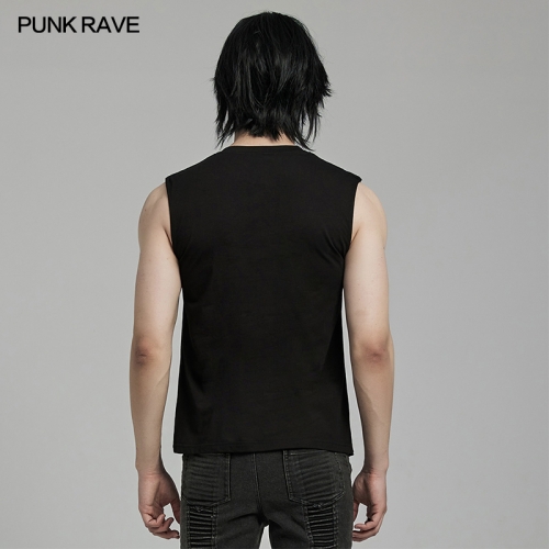 Mesh Bottom Decorated With Webbing Distinctive And Eye-Catching Daily Punk Tank Top