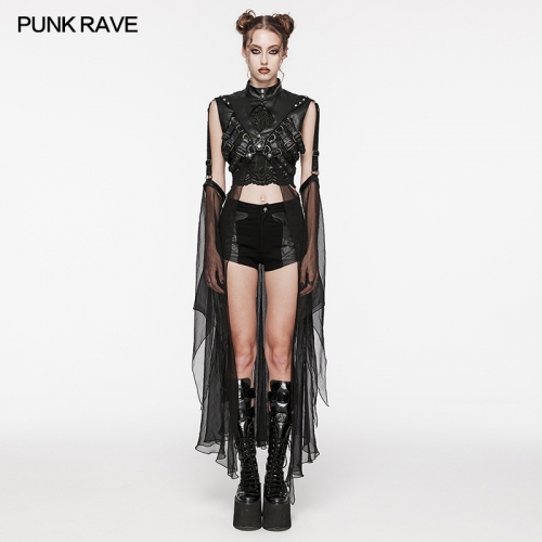 Punk Rave Small Flying Tip Design Rubberized And Chiffon Fabric Punk Multi-Wear Structural Visual Cloak