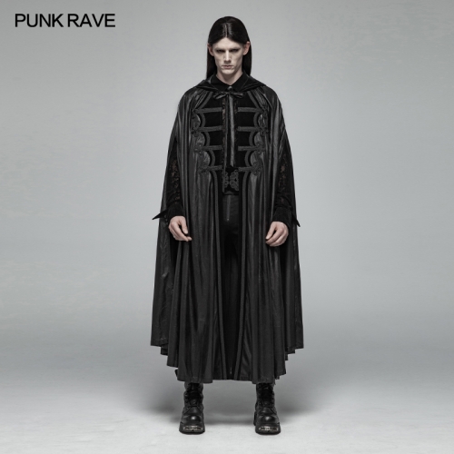 Punk Rave WY-1013DPM Adhesive-Cracked Woven Fabric Gothic Retro Mystic Cloak