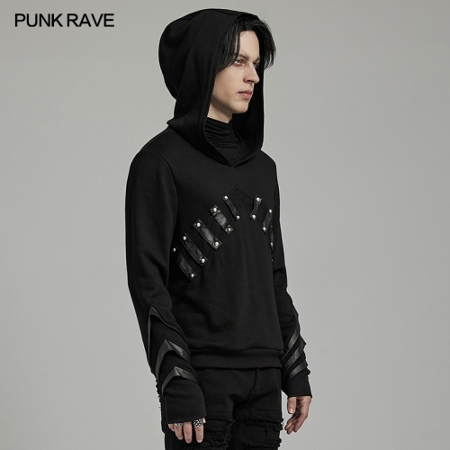 Punk Rave Integrated Collar And Hat Staggered And Layered Organ Edges Sleeves Punk Personalized Hoodie