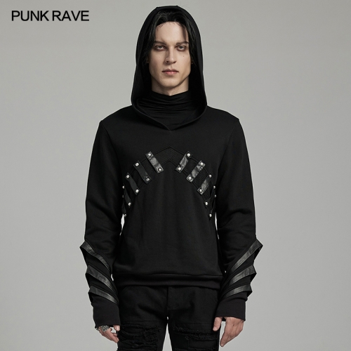 Punk Rave Integrated Collar And Hat Staggered And Layered Organ Edges Sleeves Punk Personalized Hoodie