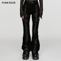 Punk Rave WK-572XCF Local Diamond Dots Eyelet Drawstrings Punk Flared Pants