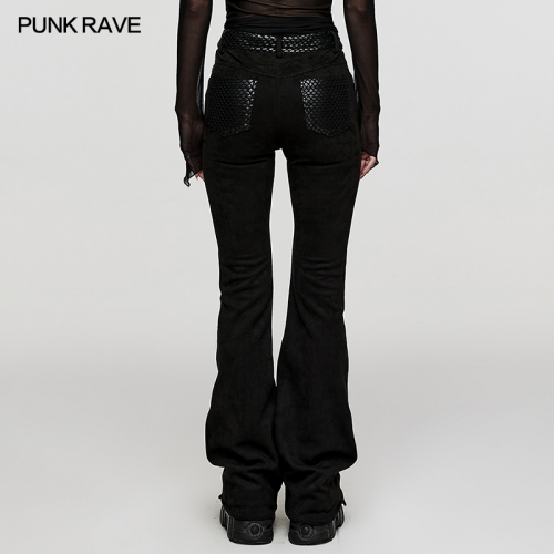 Punk Rave WK-572XCF Local Diamond Dots Eyelet Drawstrings Punk Flared Pants