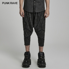 Punk Rave WK-571XCM Elastic Waistband Hanging Crotch Cropped Pants Doomsday Cyberpunk Men's Cropped Trousers