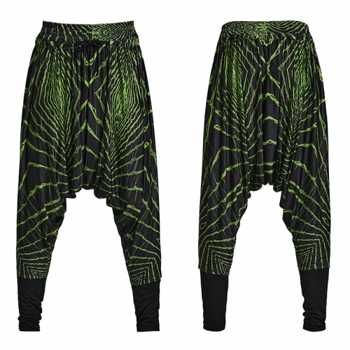 Punk Rave WK-562XCM Elastic Waist Cyberpunk Style Knit False Two-Piece Trousers