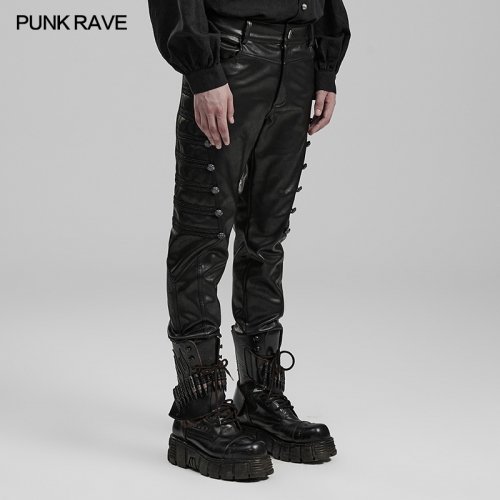 Punk Rave WK-583PCM Personalized Pockets And Back Patch Pockets Punk Pu Pants