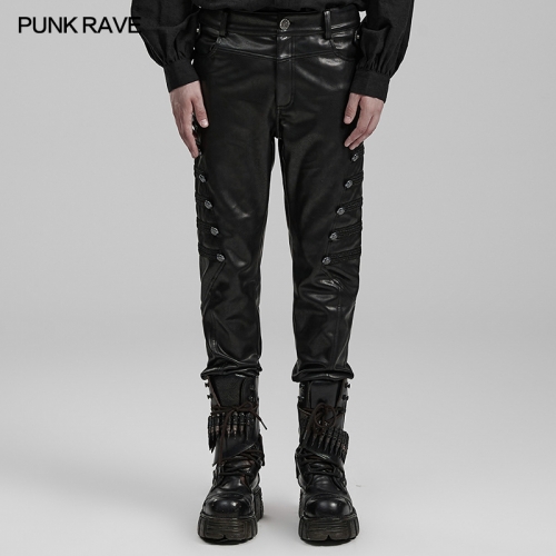 Punk Rave WK-583PCM Personalized Pockets And Back Patch Pockets Punk Pu Pants